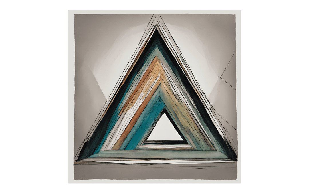 alt=imagen de triangulos uno dentro de otro simbolizando el triángulo dramático de Karpman