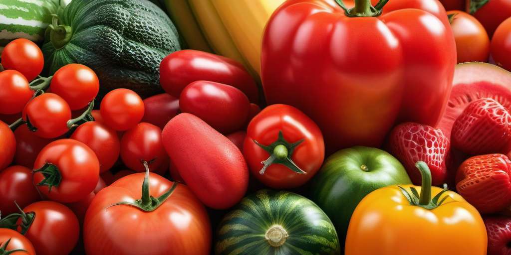 alt=alimentos rojos tomate, pimiento con licopeno