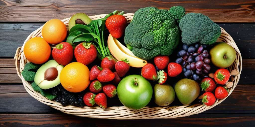 alt=plato de verduras y frutas variadas que fortalecen la inmunidad
