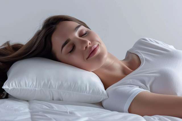 alt=Una ilustración de una persona durmiendo plácidamente, mostrando cómo el descanso y el sistema inmunológico se reparan mutuamente.