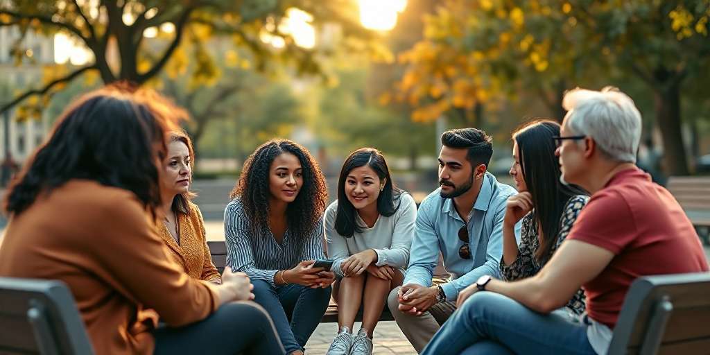 alt=grupo de personas conversando representando los 12 arquetipos de Jung